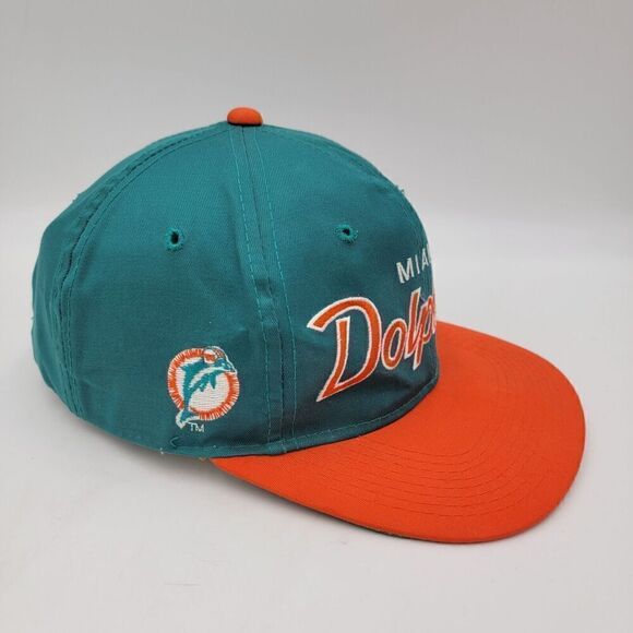 Vintage Sports Specialties The Twill Miami Dolphins SCRIPT Snapback Hat Teal OJ - Picture 2 of 11